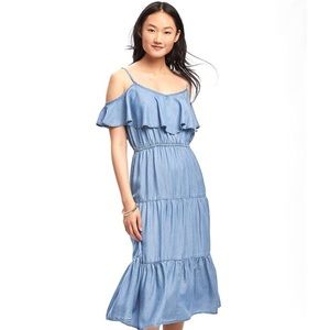 Old navy cold shoulder chambray midi dress